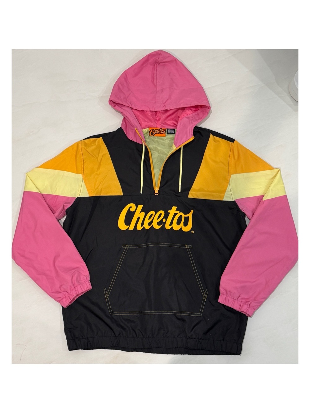Cheetos Colorblock Hooded Windbreaker Jacket - Pink/Black/Yellow